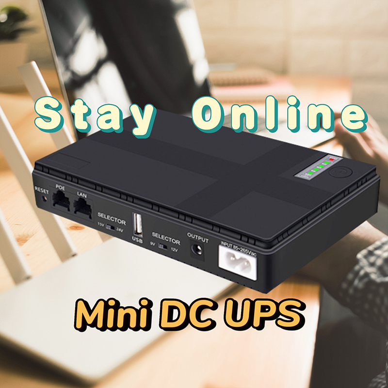 18W/36W Mini DC Router UPS with 15V/24V PoE Port For Networking Devices